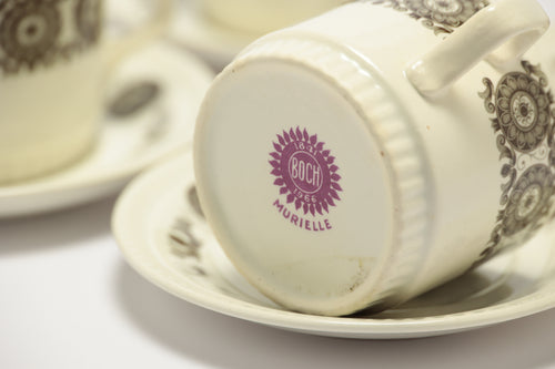 Boch Frères La Louvière -  Murielle pattern - Cup and saucer - Saucer diameter 14 cm - Cup diameter 8 cm - Cup Height 6cm