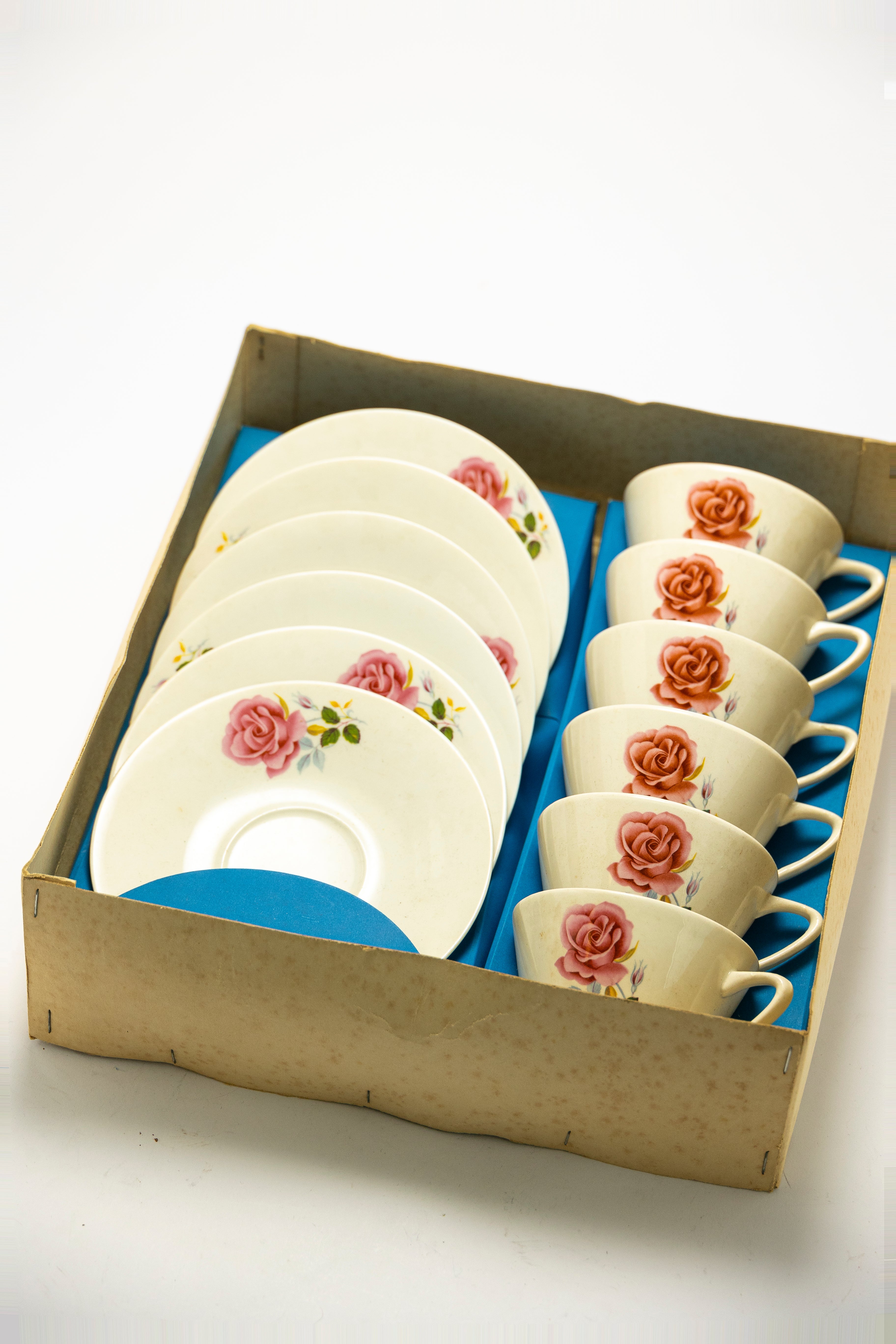 Boch Frères La Louvière - Floral coffee set - original boxed set